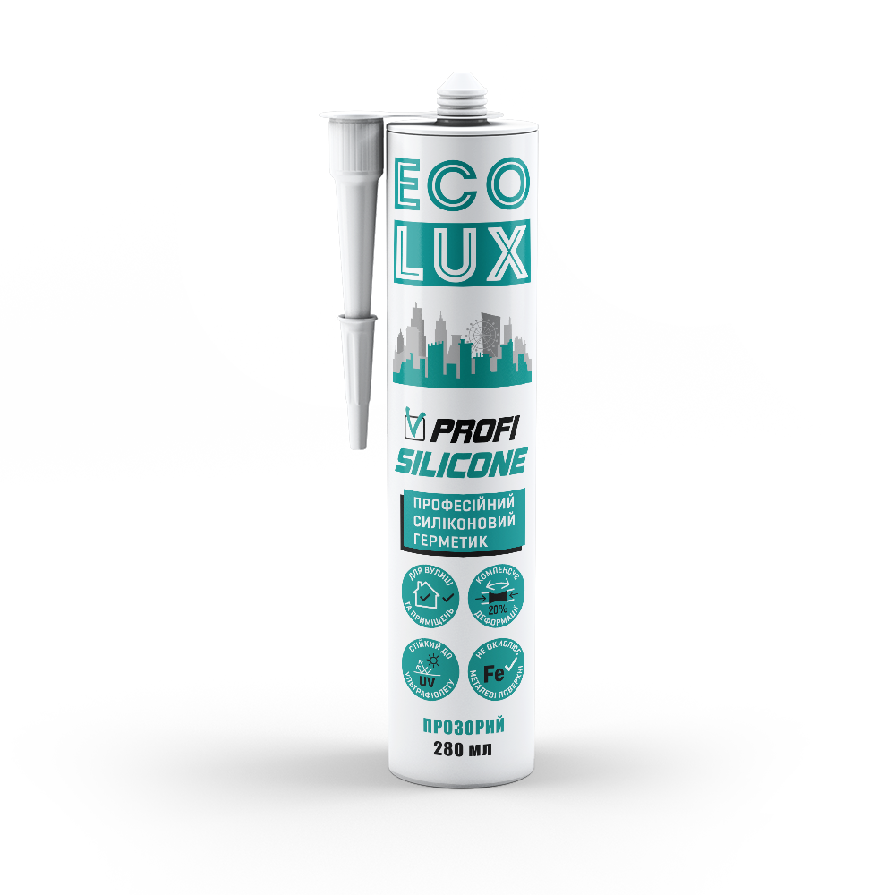 Герметик силіконовий нейтральний прозорий ECOLUX PROFI SILICONE, 280 мл